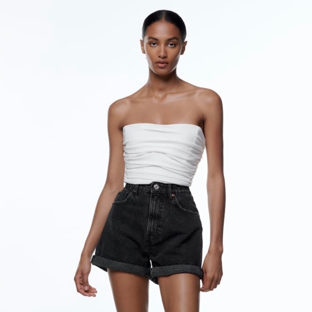 ZARA high waist mom fit denim shorts black size 26